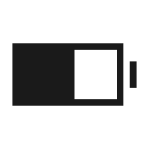 Battery android 4 sharp icon, sharp-cornered style, from Material Symbols Light