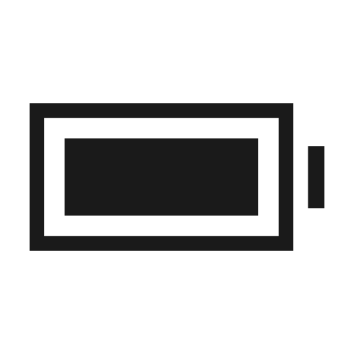 Battery android frame full sharp icon, sharp-cornered style, from Material Symbols Light