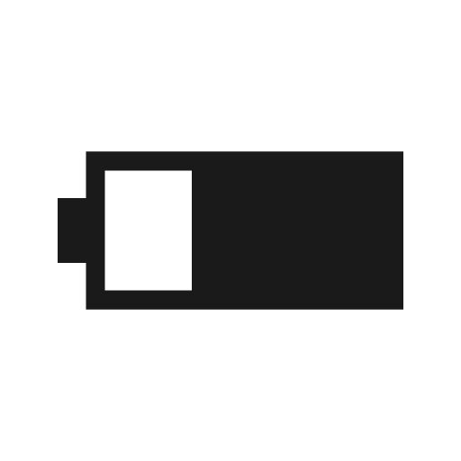 Battery horiz 075 sharp icon, sharp-cornered style, from Material Symbols Light