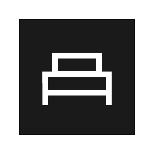 Bedroom child sharp icon, sharp-cornered style, from Material Symbols Light