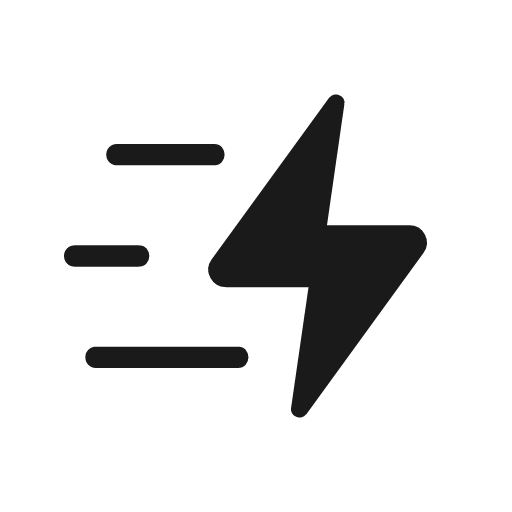 Bolt boost rounded icon, rounded style, from Material Symbols Light