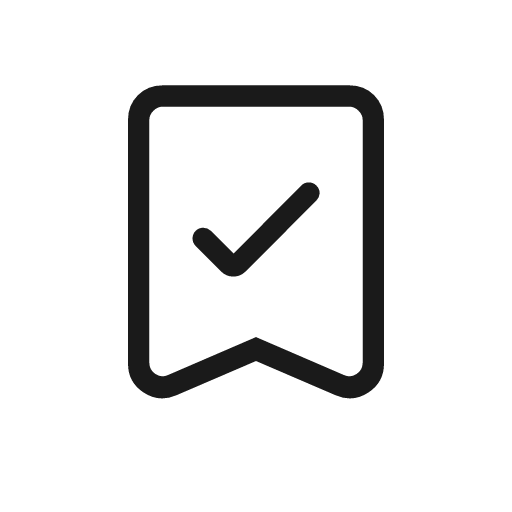 Bookmark check outline rounded icon, rounded style, from Material Symbols Light