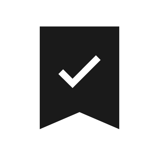 Bookmark check sharp icon, sharp-cornered style, from Material Symbols Light