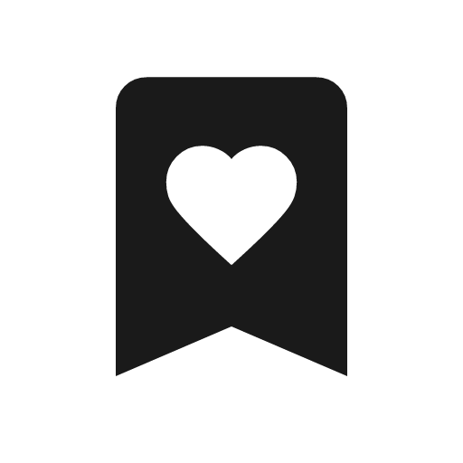 Bookmark heart icon, solid style, from Material Symbols Light