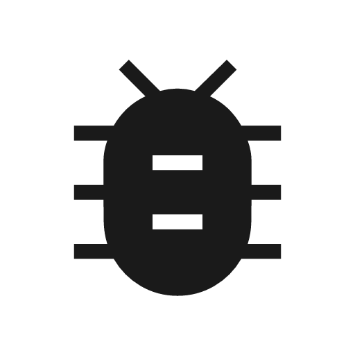 Bug report icon, solid style, from Material Symbols Light