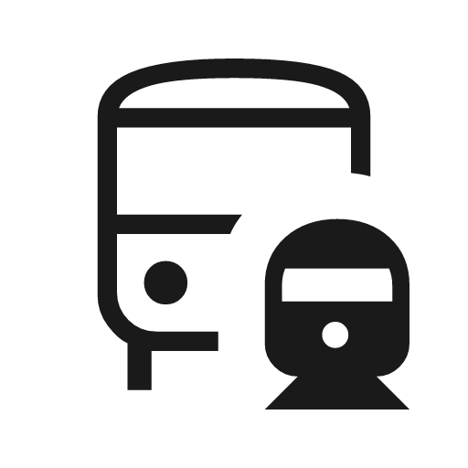 Bus railway outline sharp icon, sharp-cornered style, from Material Symbols Light
