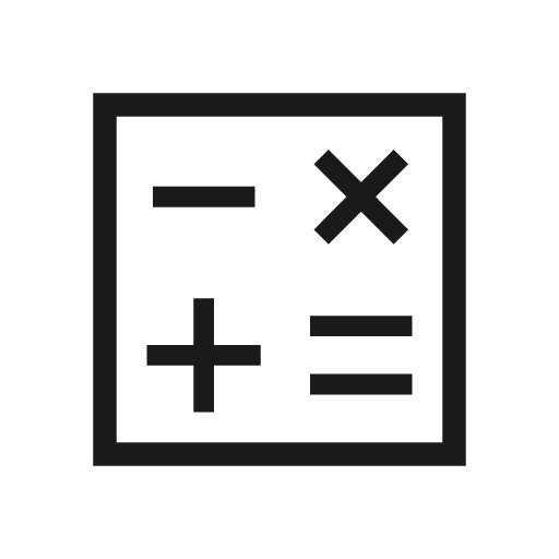 Calculate outline sharp icon, sharp-cornered style, from Material Symbols Light