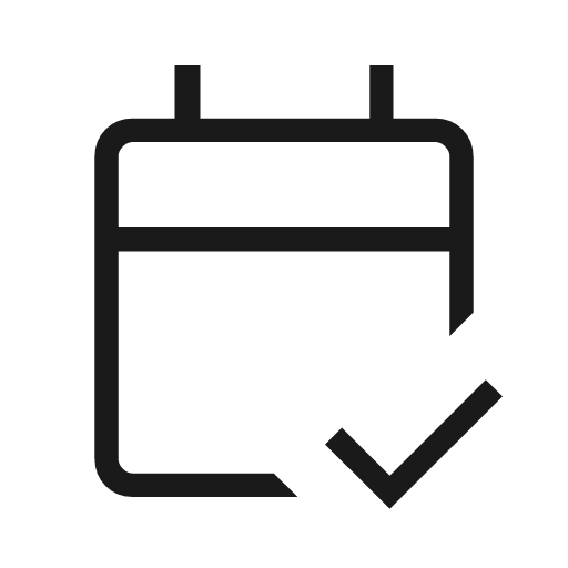 Calendar check outline icon, outline style, from Material Symbols Light