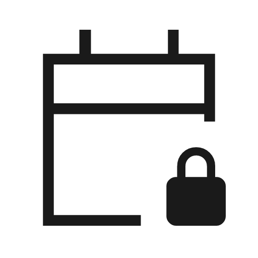 Calendar lock outline sharp icon, sharp-cornered style, from Material Symbols Light