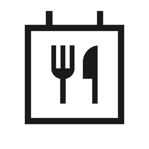 Calendar meal outline sharp icon, sharp-cornered style, from Material Symbols Light