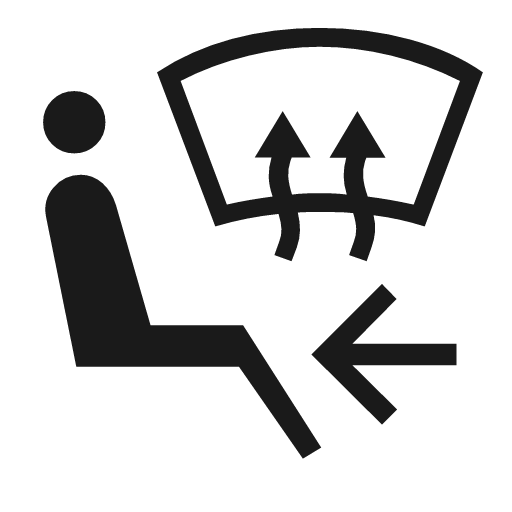 Car defrost mid left sharp icon, sharp-cornered style, from Material Symbols Light