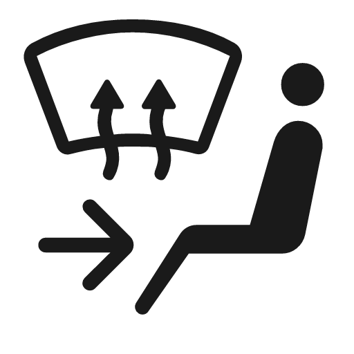 Car defrost mid right rounded icon, rounded style, from Material Symbols Light