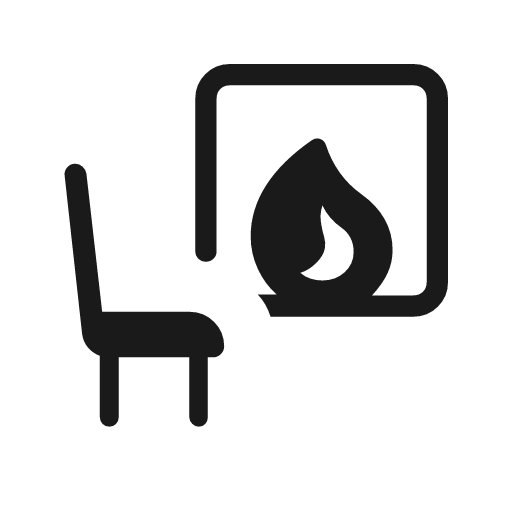Chair fireplace rounded icon, rounded style, from Material Symbols Light