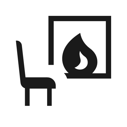 Chair fireplace icon, solid style, from Material Symbols Light