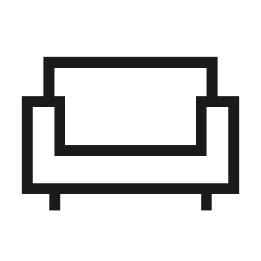 Chair outline sharp icon, sharp-cornered style, from Material Symbols Light