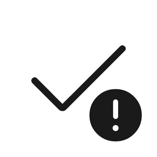 Check alert rounded icon, rounded style, from Material Symbols Light
