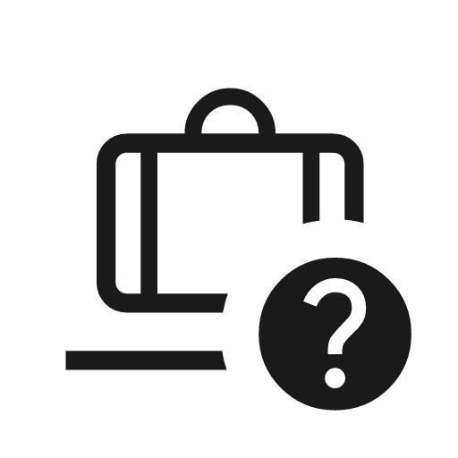 Checked bag question outline icon, outline style, from Material Symbols Light