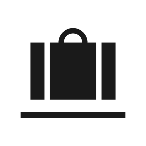 Checked bag sharp icon, sharp-cornered style, from Material Symbols Light