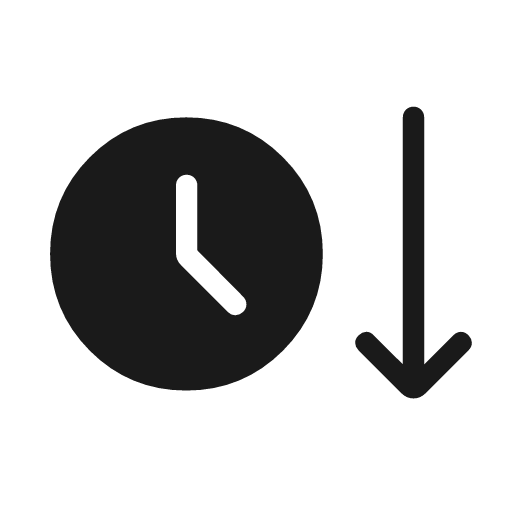 Clock arrow down rounded icon, rounded style, from Material Symbols Light