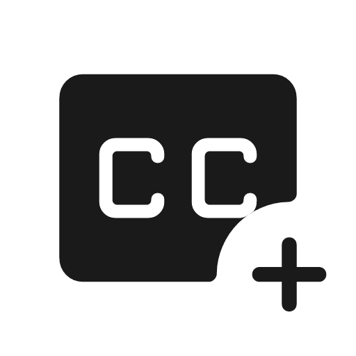 Closed caption add rounded icon, rounded style, from Material Symbols Light