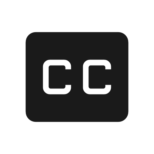 Closed caption icon, solid style, from Material Symbols Light