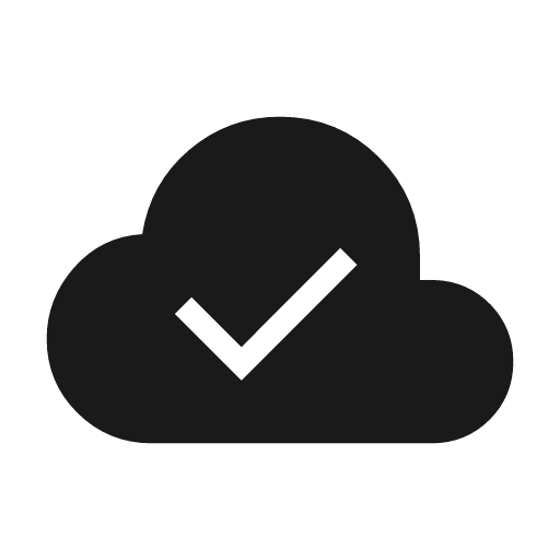 Cloud done icon, solid style, from Material Symbols Light