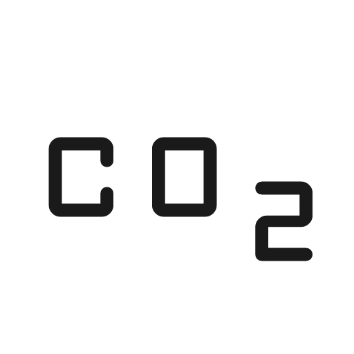 Co2 outline rounded icon, rounded style, from Material Symbols Light