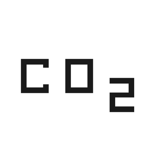 Co2 sharp icon, sharp-cornered style, from Material Symbols Light