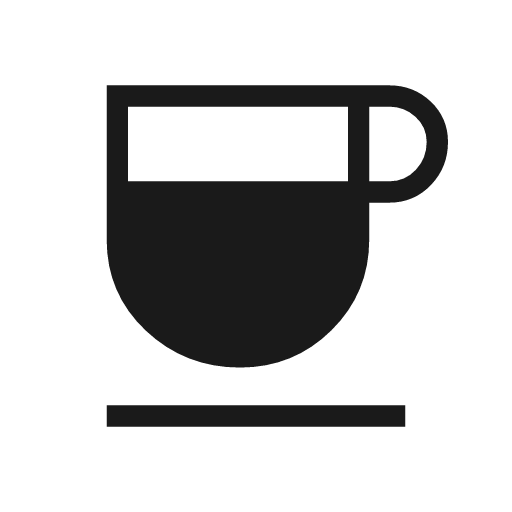 Coffee sharp icon, sharp-cornered style, from Material Symbols Light