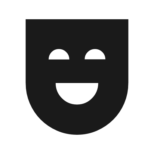 Comedy mask icon, solid style, from Material Symbols Light