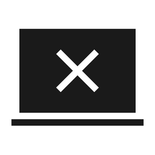 Computer cancel sharp icon, sharp-cornered style, from Material Symbols Light