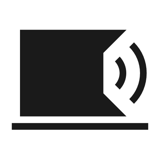Computer sound sharp icon, sharp-cornered style, from Material Symbols Light