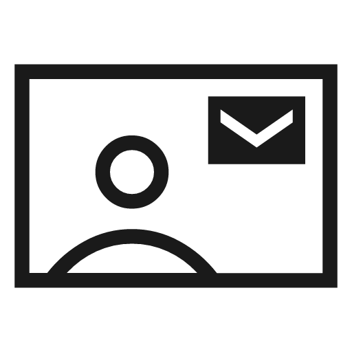 Contact mail outline sharp icon, sharp-cornered style, from Material Symbols Light