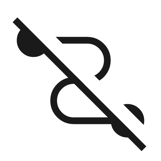 Conversion path off icon, solid style, from Material Symbols Light