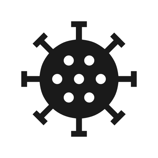 Coronavirus sharp icon, sharp-cornered style, from Material Symbols Light