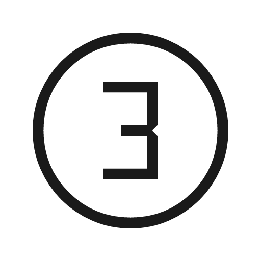 Counter 3 outline sharp icon, sharp-cornered style, from Material Symbols Light