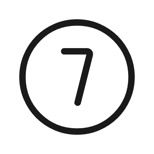 Counter 7 outline rounded icon, rounded style, from Material Symbols Light