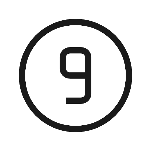 Counter 9 outline icon, outline style, from Material Symbols Light