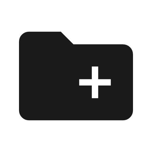 Create new folder icon, solid style, from Material Symbols Light