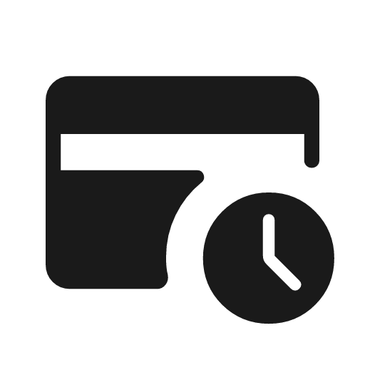 Credit card clock rounded icon, rounded style, from Material Symbols Light
