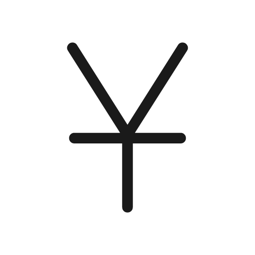 Currency yuan rounded icon, rounded style, from Material Symbols Light