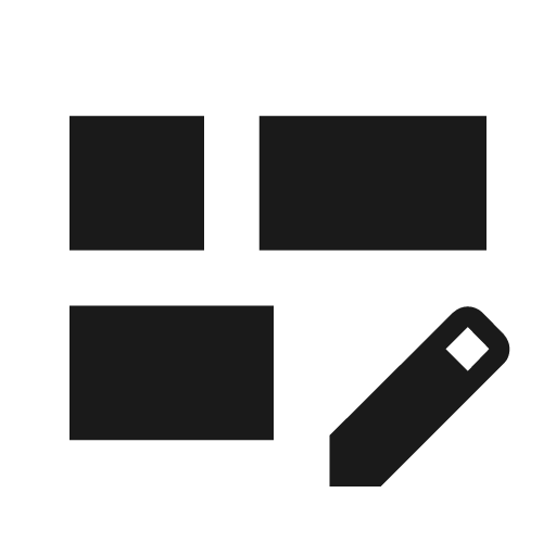 Dashboard 2 edit icon, solid style, from Material Symbols Light