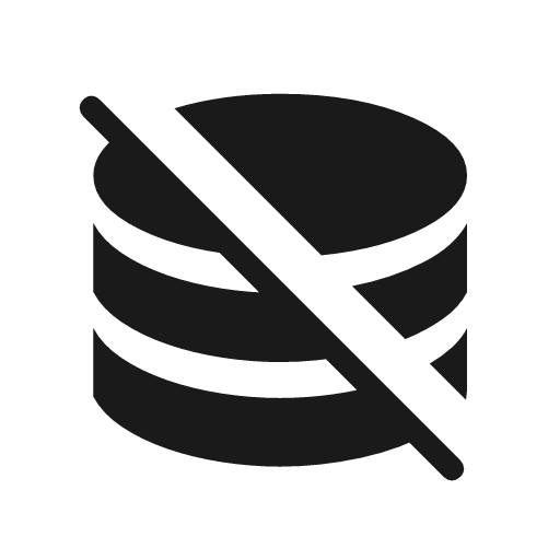Database off rounded icon, rounded style, from Material Symbols Light