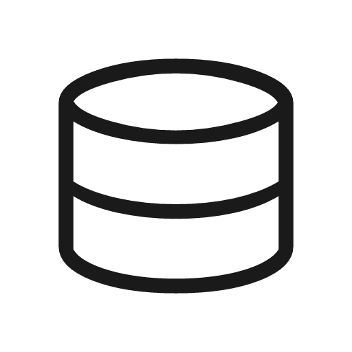 Database outline icon, outline style, from Material Symbols Light
