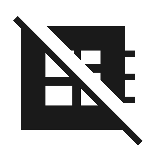 Developer board off sharp icon, sharp-cornered style, from Material Symbols Light
