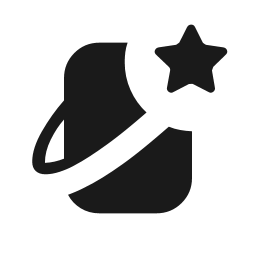 Device swoosh star icon, solid style, from Material Symbols Light