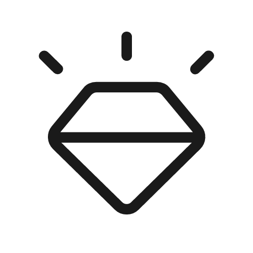Diamond shine outline rounded icon, rounded style, from Material Symbols Light