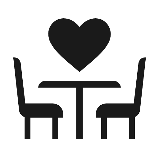 Dine heart icon, solid style, from Material Symbols Light