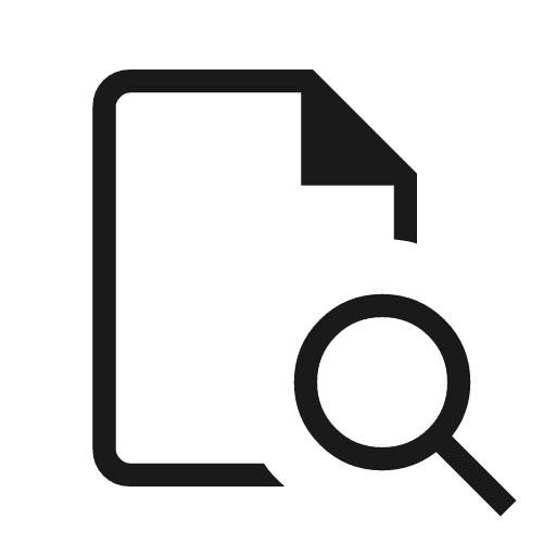 Document search outline icon, outline style, from Material Symbols Light