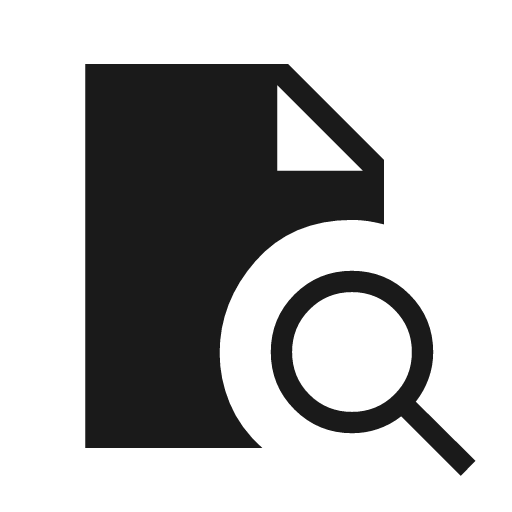 Document search sharp icon, sharp-cornered style, from Material Symbols Light